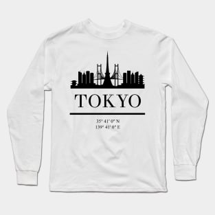 TOKYO JAPAN BLACK SILHOUETTE SKYLINE ART Long Sleeve T-Shirt